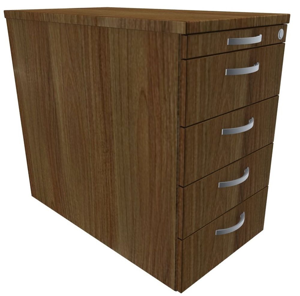 Standcontainer, 4 Schubladen, Ordnungsfach, Zentralverschluss, 720 x 438 x 800 mm (HxBxT), Front Ahorn, Oberboden Ahorn, Korpus Ahorn