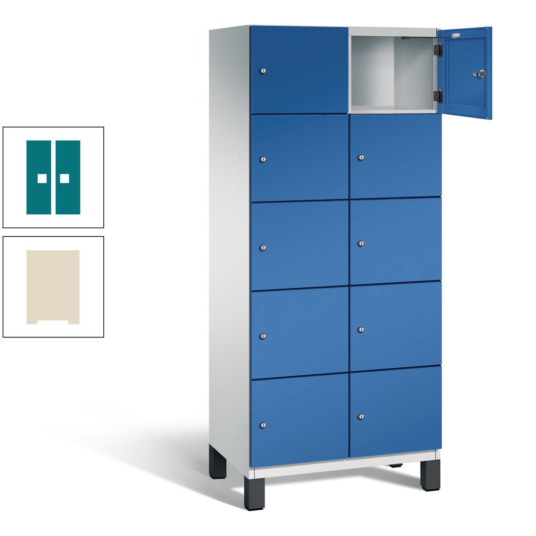 Fächerschrank, Stahlschrank, 10 Fächer, Türöffnungsbegrenzer, Füße, 1.980 x 800 x 525 mm (HxBxT), Korpus anthrazitgrau, Front anthrazitgrau