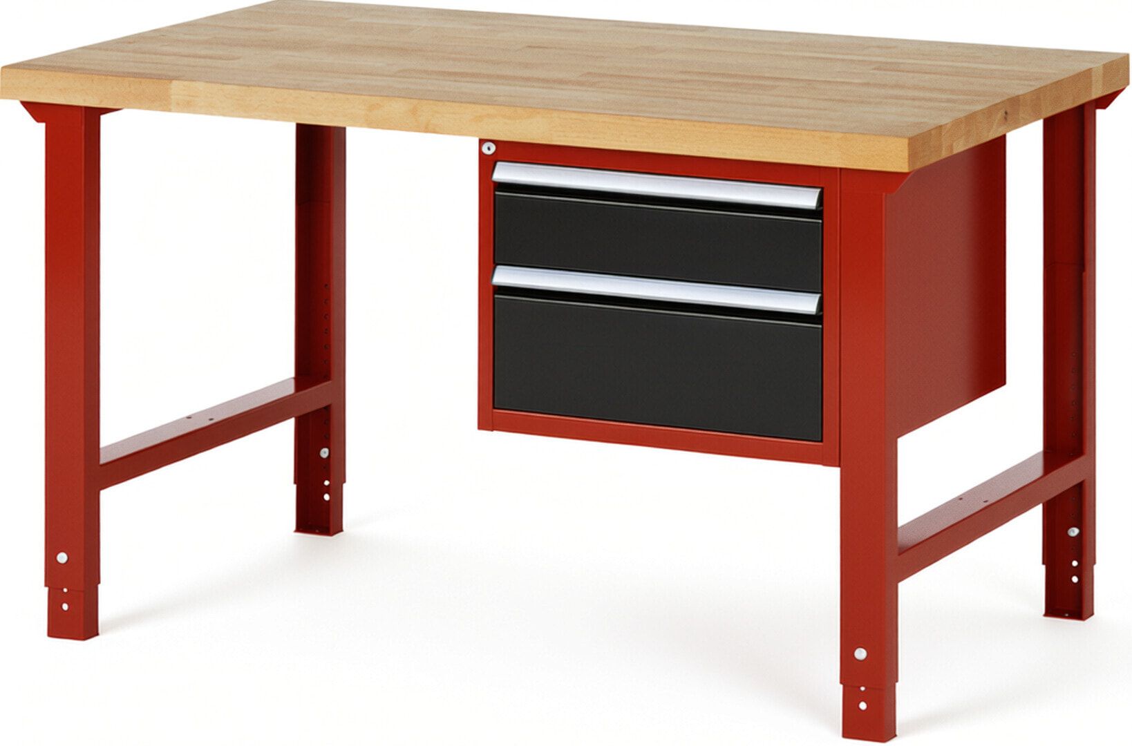 Werkbank - 2 Schubladen - Teilauszug - 150:1 / 210:1 - Höhe 790-1.140 mm - 1.500 x 900 mm (BxT) - 750 kg - Buche - Anthrazitgrau