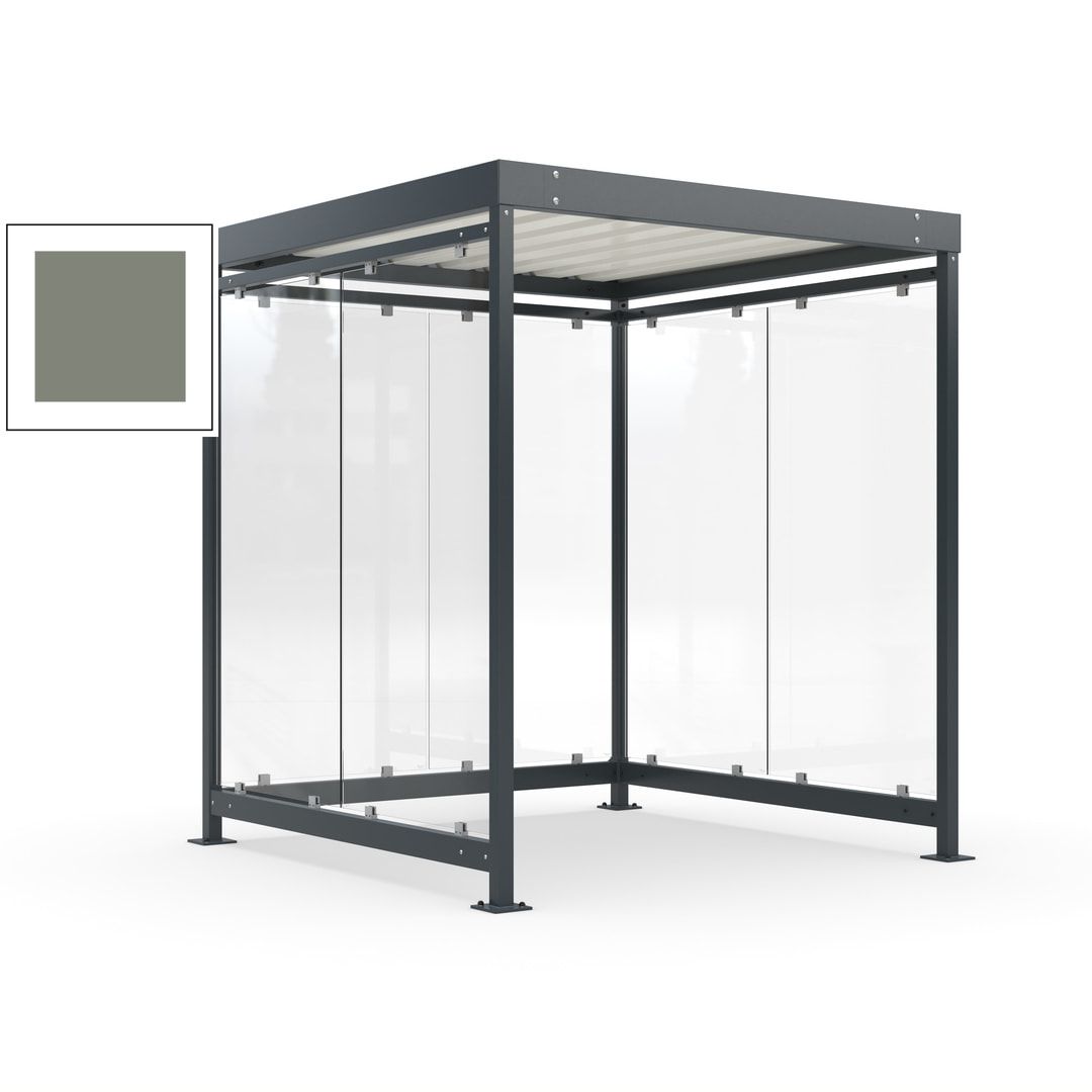 Raucherunterstand, Bushaltestelle, Bausatz, 6-7 Personen, 6 Wände, 2.510 x 2.165 x 2.165 mm (HxBxT), Achatgrau
