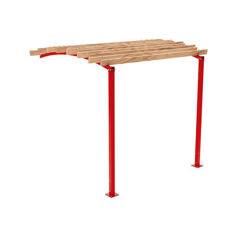Pergola seitliche Erweiterung, Kiefer druckimprägniert Klasse 4, Stahlrohr 80x80 mm, 2.910 x 2.520 x 3.020 mm (HxBxT) fvz, beschichtet Farbe Purpurrot