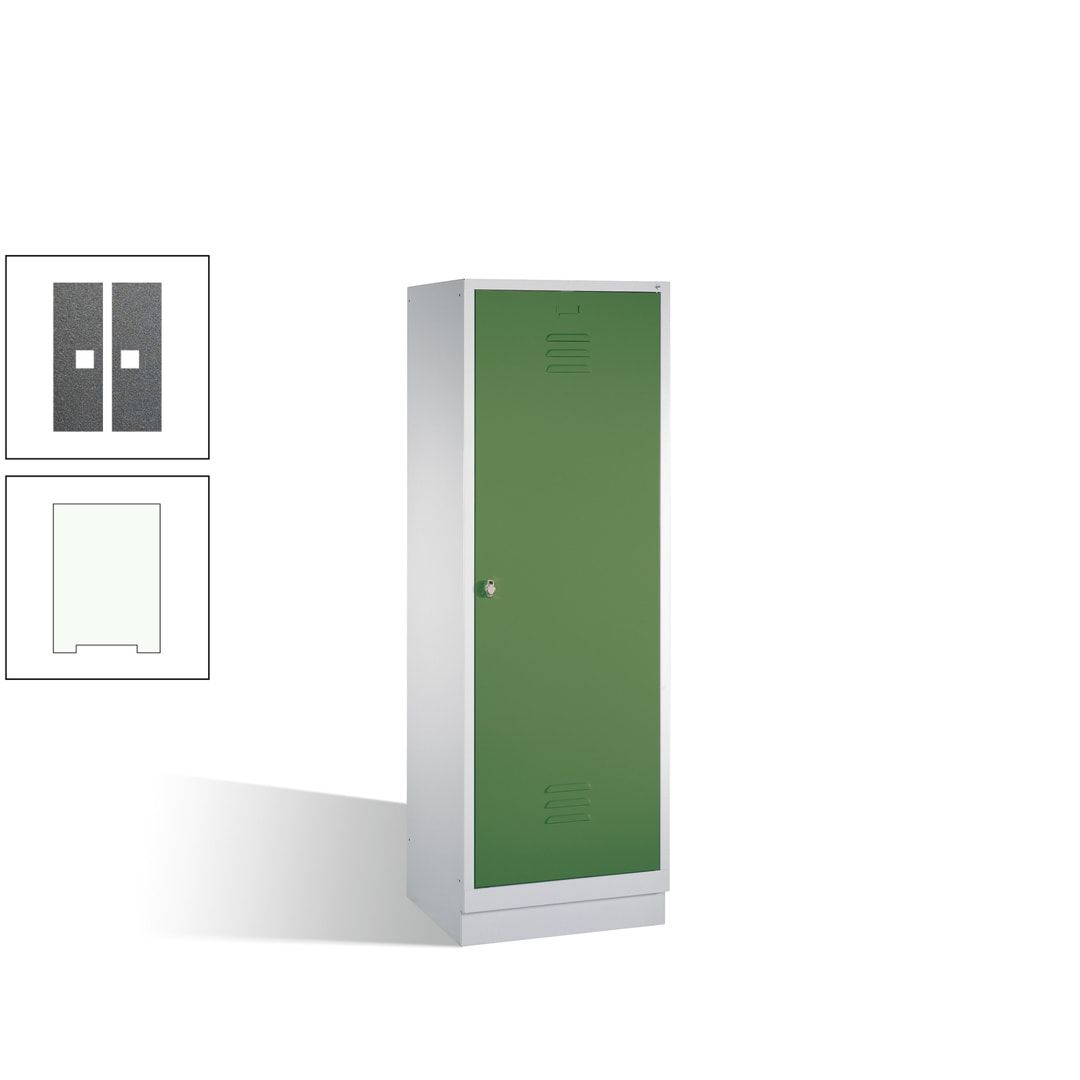 Doppel-Spind mit Großtür, Garderobenschrank mit Sockel, 2 Abteile a 300 mm, Korpus anthrazitgrau, Tür anthrazitgrau, 1.800 x 610 x 500 mm (HxBxT)