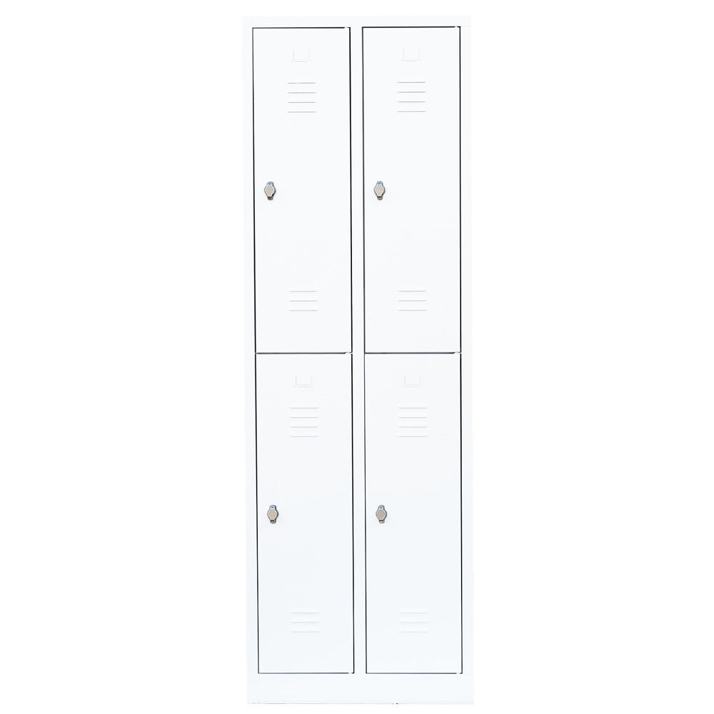 Garderobenschrank, Doppelstockspind, 2 Abteile, 4 Fächer, 1.800 x 600 x 500 mm (HxBxT), Stahl, Drehriegel, Korpus: lichtgrau, Front: anthrazitgrau