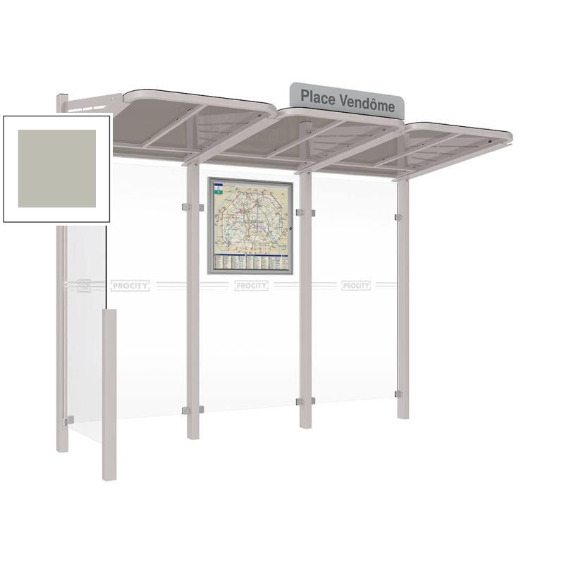 Buswartehalle - Unterstand - modular - Fahrplankasten - Haltestellenschild - Seitenwand links- 2.200 x 3.000 x 1.500 mm (HxBxT) - enzianblau