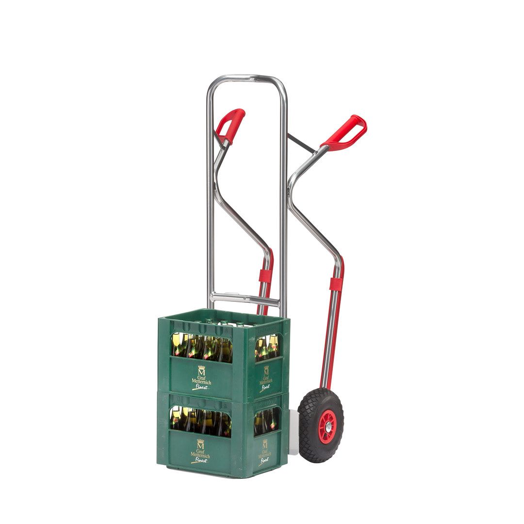 Fetra - Alukarre - 200 kg - Schaufel 320 x 250 (BxT) mm - Kunststoff-Gleitkufen - Luftbereifung