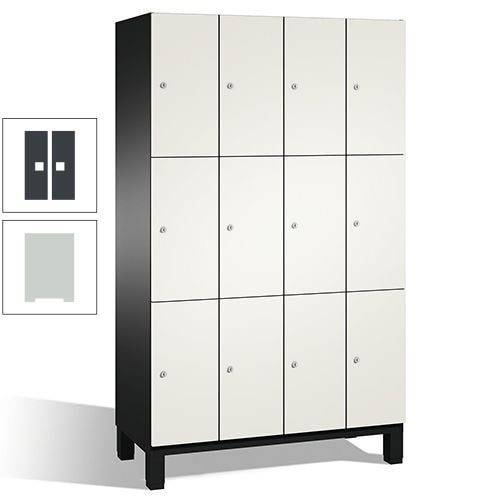 Fächerschrank, Stahlschrank, 12 Fächer, Türöffnungsbegrenzer, mit Füßen, Korpus lichtgrau, Tür anthrazitgrau, 1.980 x 1.200 x 525 mm (HxBxT)