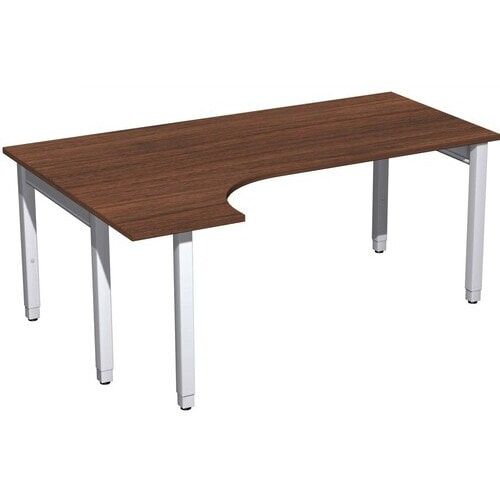 Eckschreibtisch, Ecke links, Füße einseitig verkürzt, 4-Fuß Quadrat Pro, höhenverstellbar, 680-800 x 1.600 x 1.200 mm (HxBxT), Dekor Ahorn