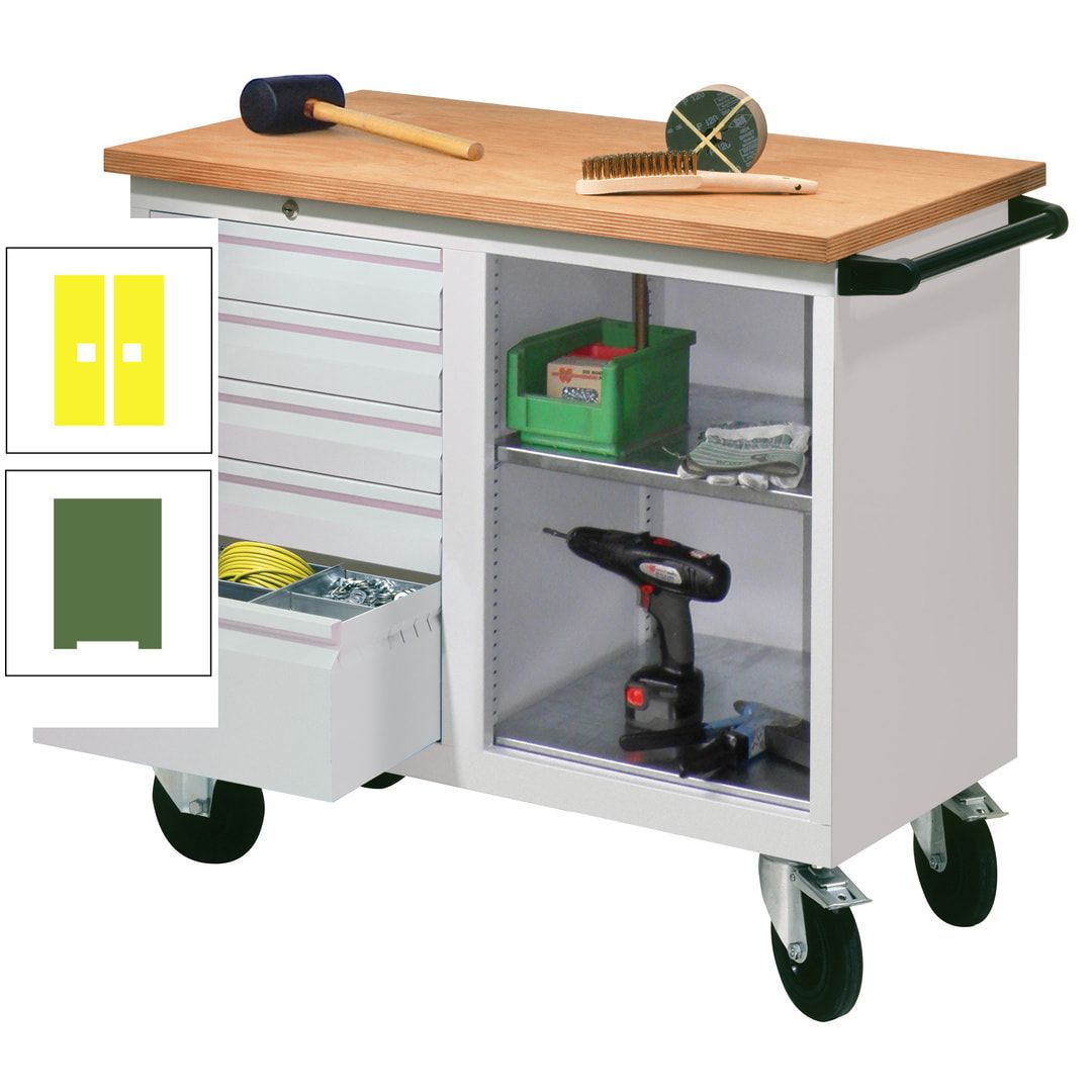 Mobile Werkbank - Werkstattwagen - 915 x 1.090 x 600 mm - 5 Schubladen und Ablagefach - anthrazitgrau