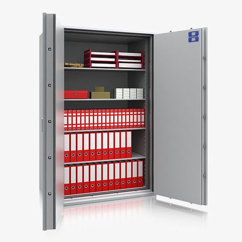 Dokumententresor, Geldschrank, Safe, VdS Klasse 2, 60 Minuten feuerfest, Türen 2-flügelig, 1.905 x 1.252 x 580 mm (HxBxT), Farbe lichtgrau