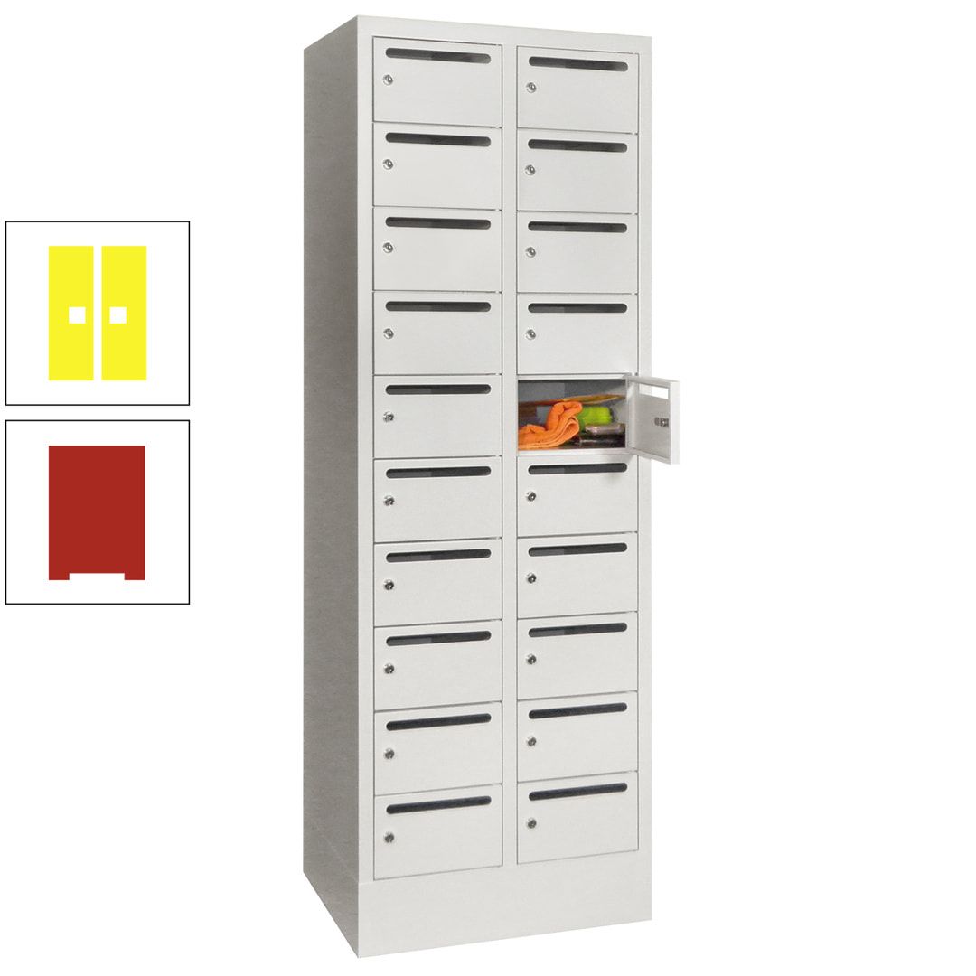 Postverteilerschrank, Schließfachschrank, 2 Abteile a 300 mm, 20 Fächer, 1.850 x 600 x 500 mm (HxBxT), Korpus anthrazitgrau, Front anthrazitgrau