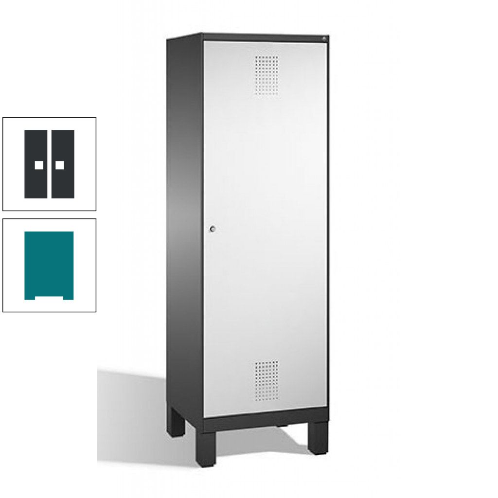 Doppel-Spind, Garderobenschrank, 1 Tür für 2 Abteile a 300 mm, Korpus anthrazitgrau, Türen anthrazitgrau, 1.850 x 600 x 500 mm (HxBxT)