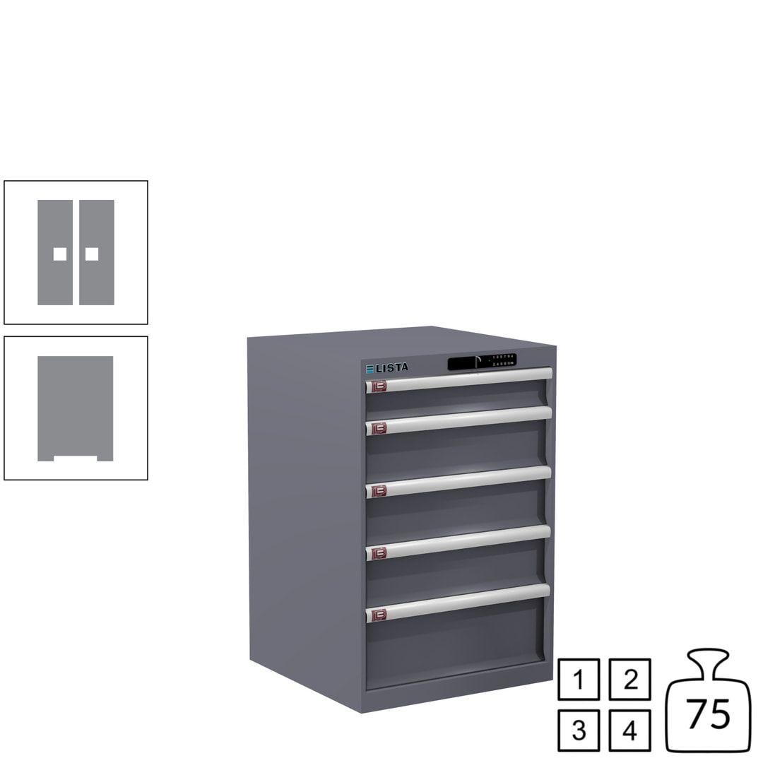 Lista Schubladenschrank - 14.256.010 - 850x564x572 mm (HxBxT) - 5 Schubladen - 75 kg - Key Lock - lichtblau (RAL 5012)
