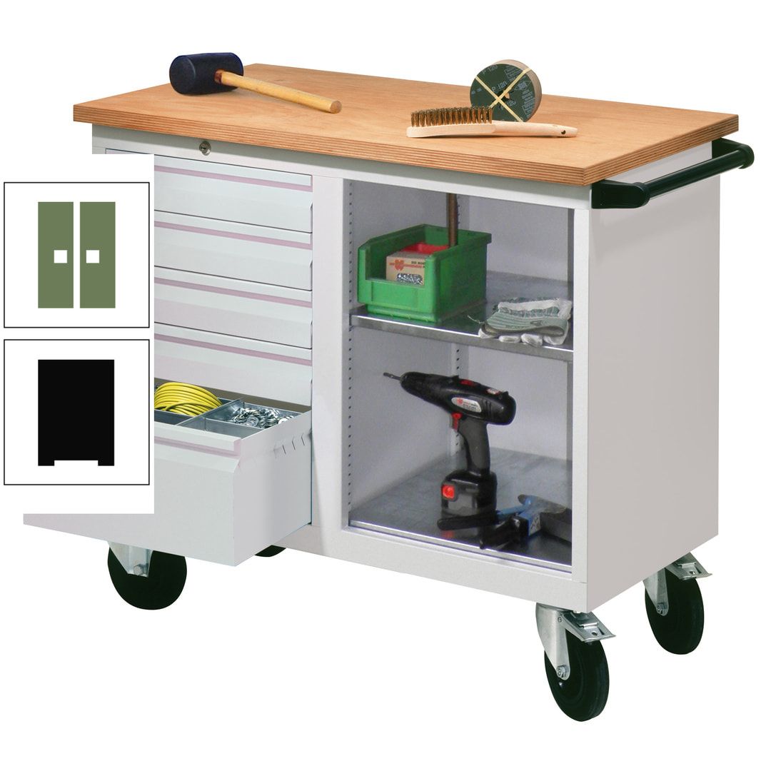 Mobile Werkbank - Werkstattwagen - 915 x 1.090 x 600 mm - 5 Schubladen und Ablagefach - anthrazitgrau