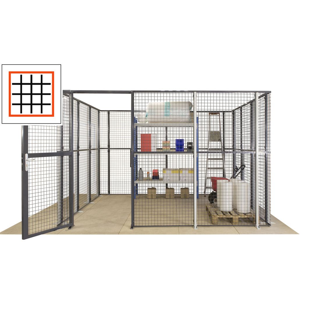 Maschinen Schutzgitter - Hallentrennwand - Sicherheitszaun - Tür - 72 m - 2.200 x 21.400 x 15.400 mm (HxBxT) - enzianblau