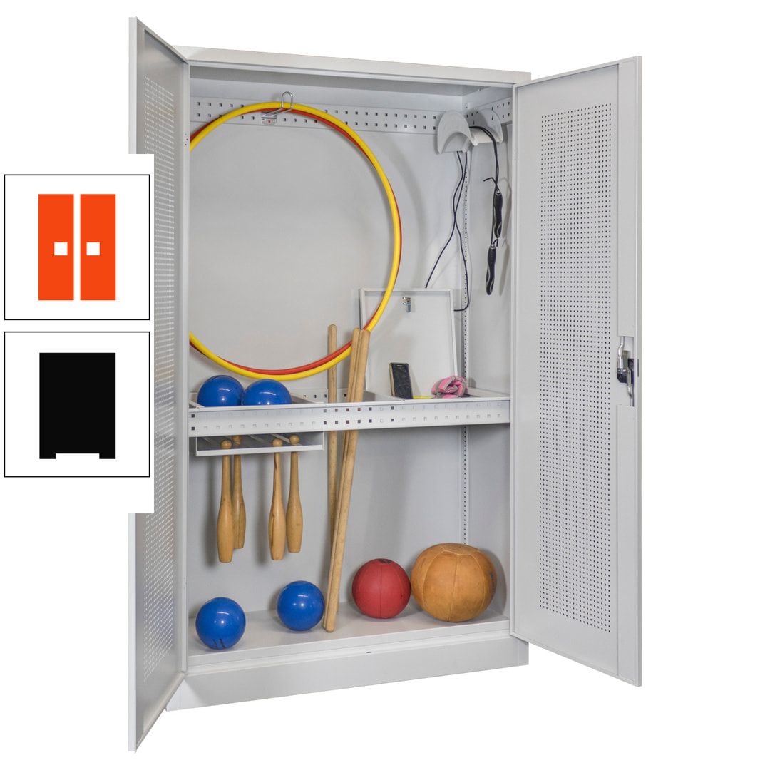 Sportschrank - Lochfeldtüren - Variante 1 - 1.950x1.200x500 mm (HxBxT) - anthrazitgrau