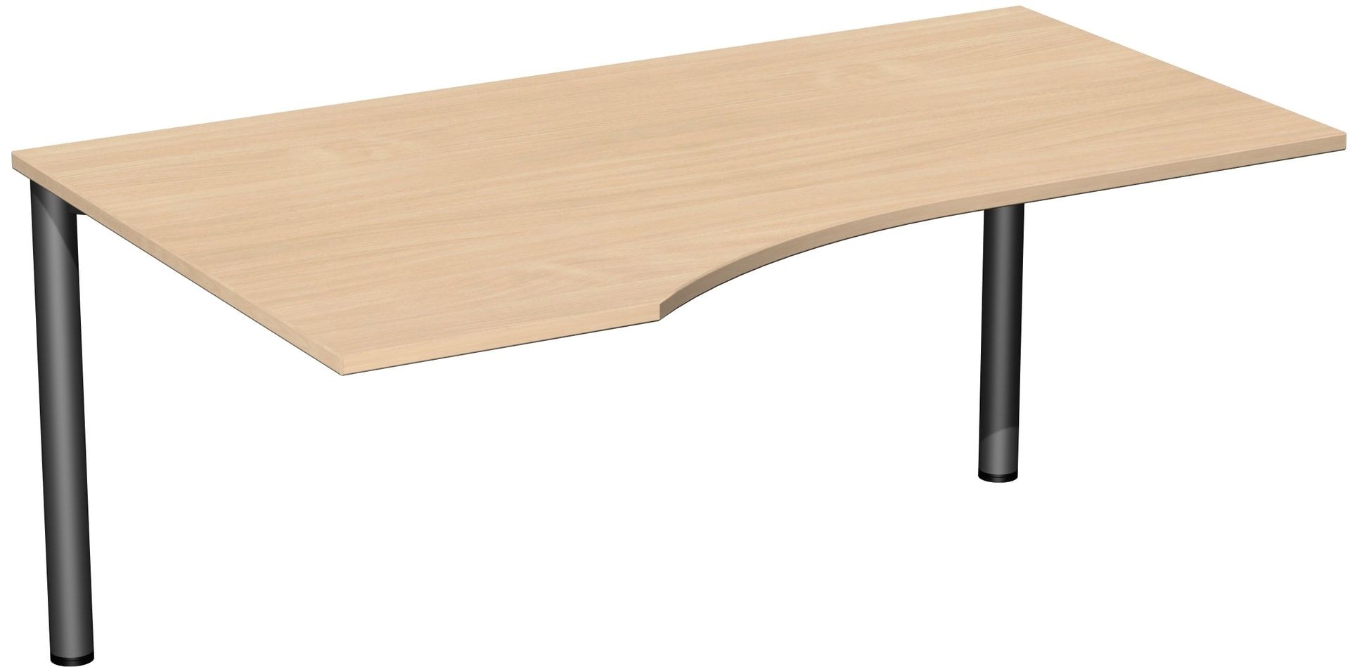 Eckschreibtisch - Ecke links - 4-Fuß Flex - 720 x 1.600 x 1.000 mm (HxBxT) - Gestell anthrazit - Ahorn