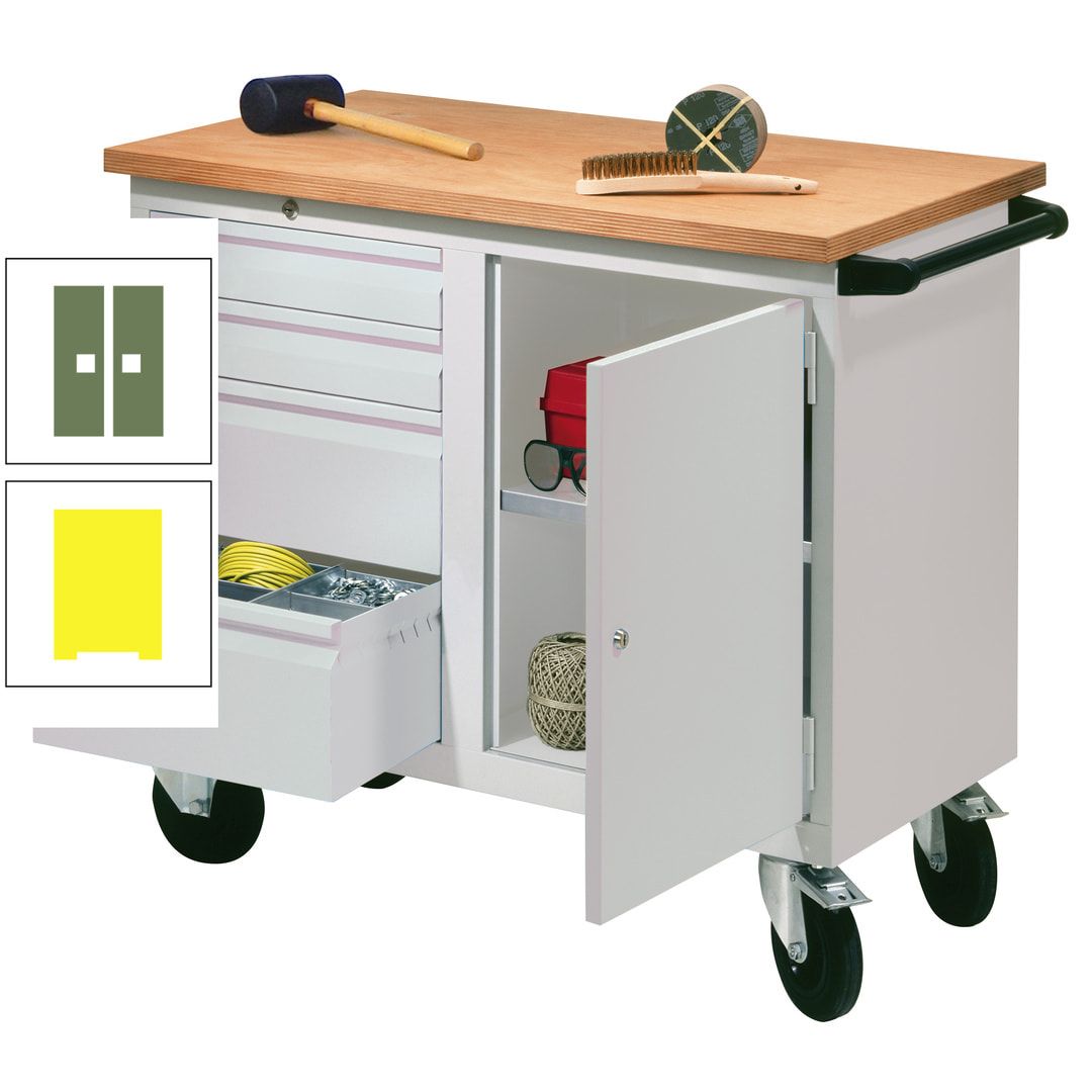 Mobile Werkbank - Werkstattwagen - 915 x 1.090 x 600 mm - 4 Schubladen und Schrankfach - anthrazitgrau