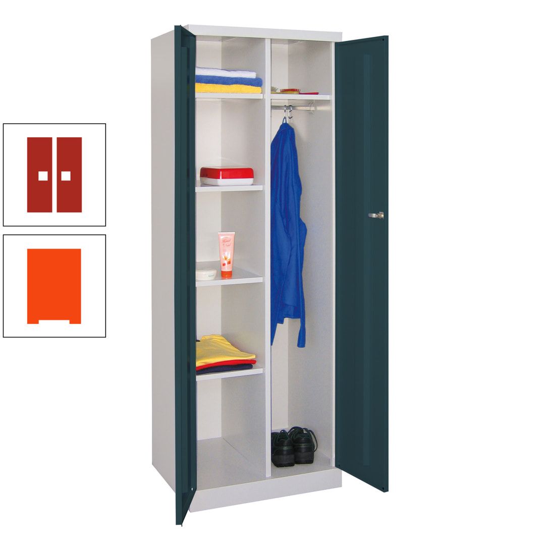 Kleiderschrank mit Sockel - Spind - 1 Abteil mit Trennwand - 1.800x600x500 mm (HxBxT) - Zylinderschloss - anthrazitgrau