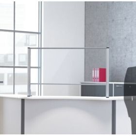 Hygienewand, 6 mm Acrylglas, zum Aufschrauben, für Thekenaufsatz / Tischplatte, Alu-Rahmen, Gewicht 8 -10 kg, 1.000 mm breit, Höhe wählbar, silber