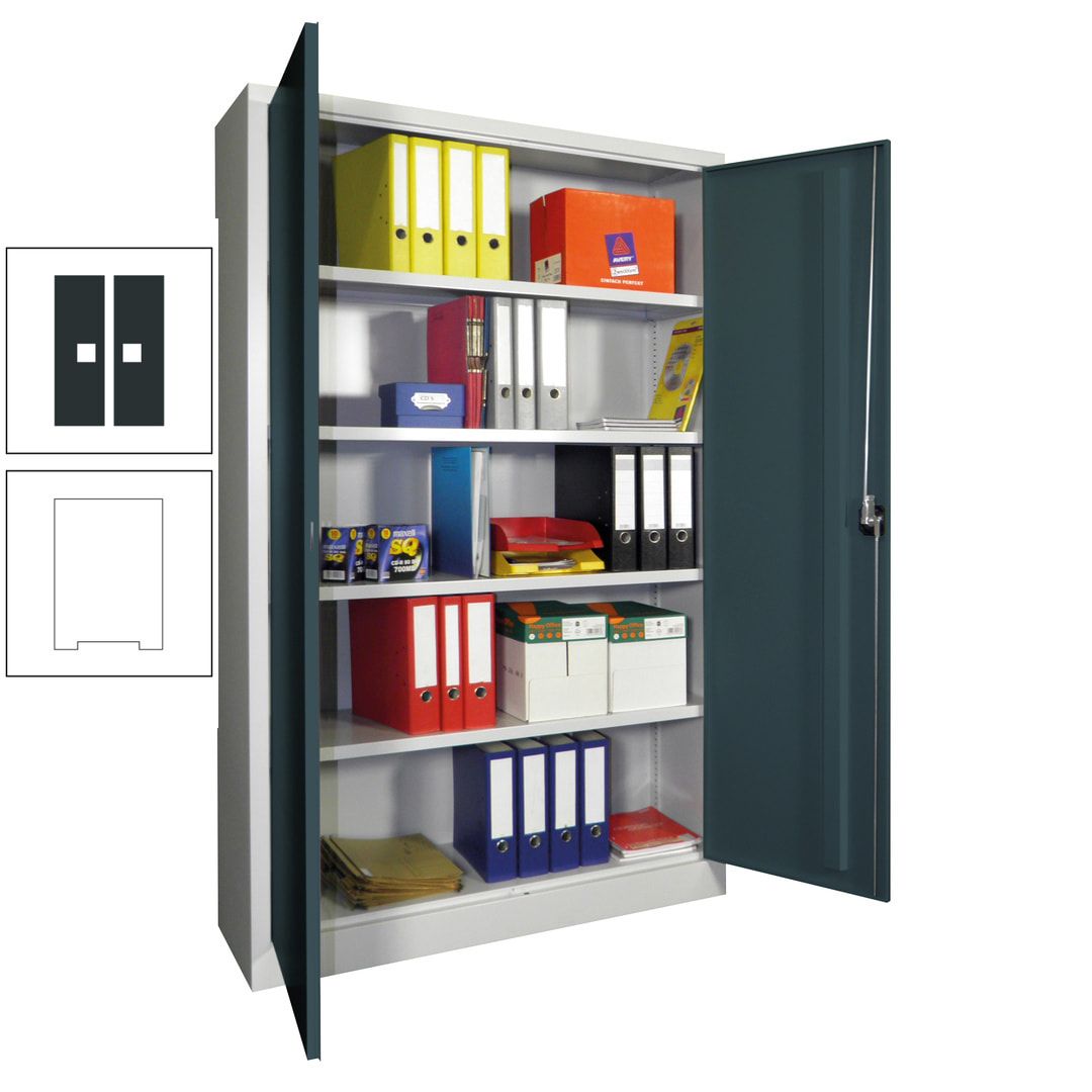 Aktenschrank - Vollblechtüren - 1.950x1.200x400 mm (HxBxT) - 4 Einlegeböden verzinkt - Zylinderschloss - anthrazitgrau