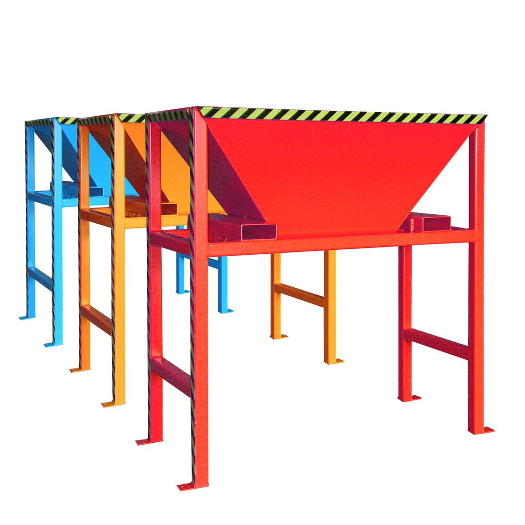 Befülltrichter für Big-Bags und Container - mit Ständer - 2.050 x 1.980 x 980 mm (HxBxT) - feuerrot (RAL 3000)
