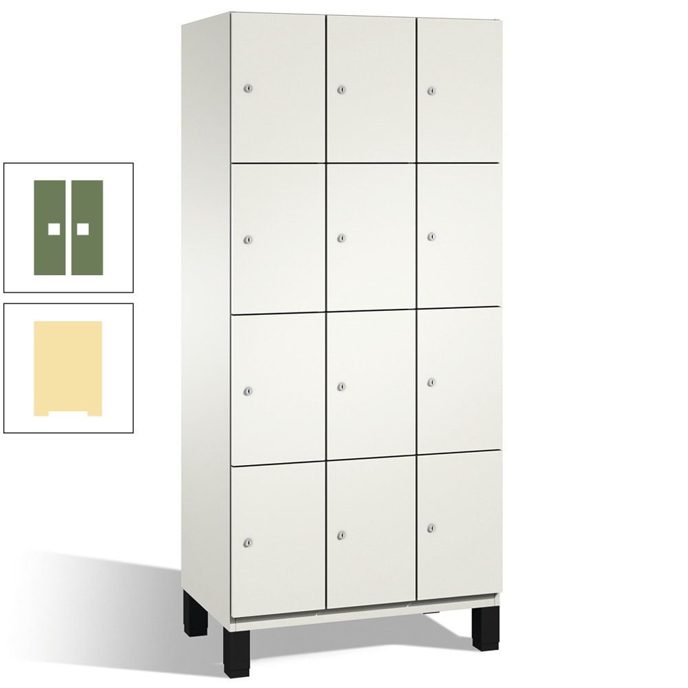 Fächerschrank, Stahlschrank, 12 Fächer, Türöffnungsbegrenzer, mit Füßen, Korpus lichtgrau, Tür anthrazitgrau, 1.980 x 900 x 525 mm (HxBxT)