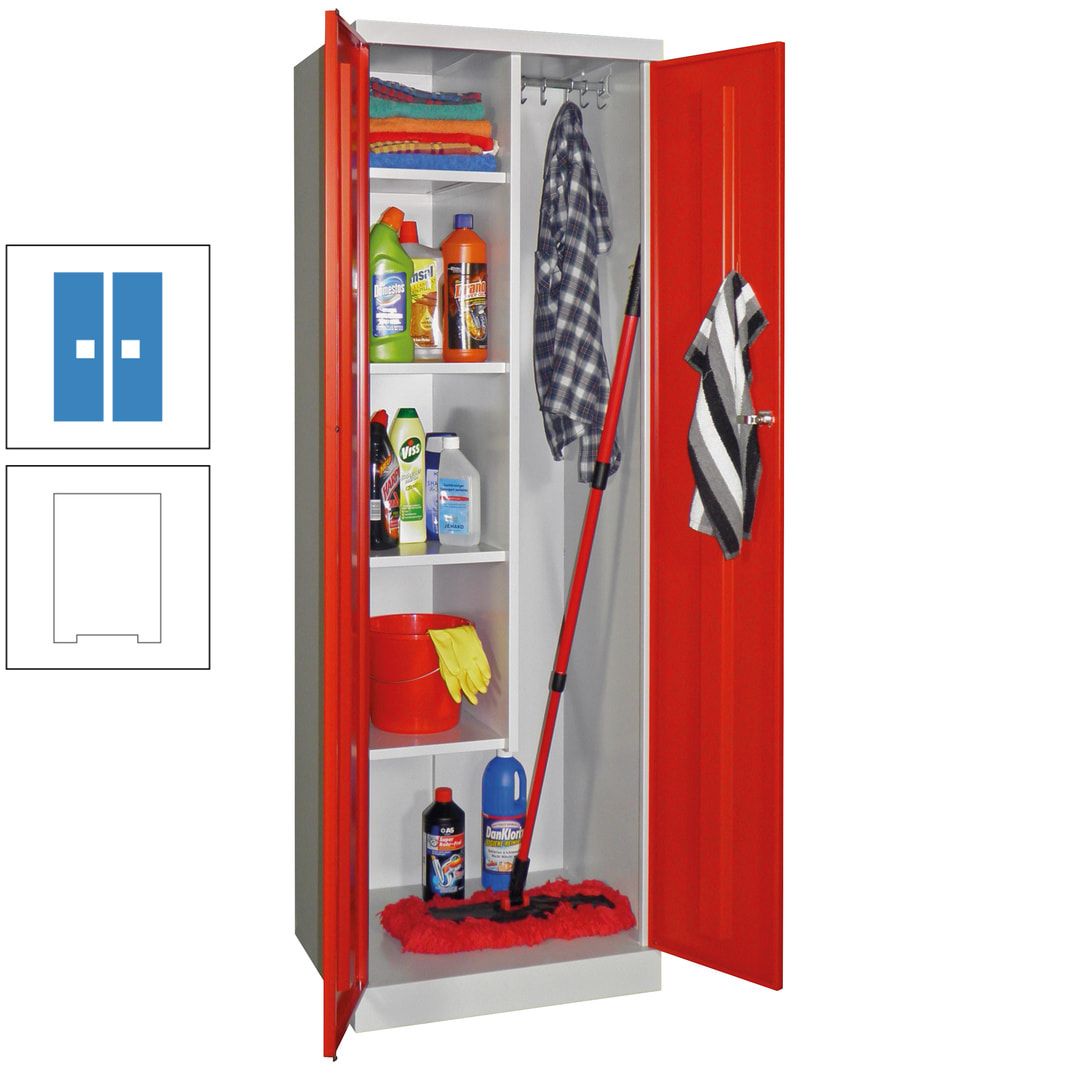 Putzschrank mit Sockel - 1 Abteil mit Trennwand - 1.800x600x500 mm (HxBxT) - Zylinderschloss - anthrazitgrau