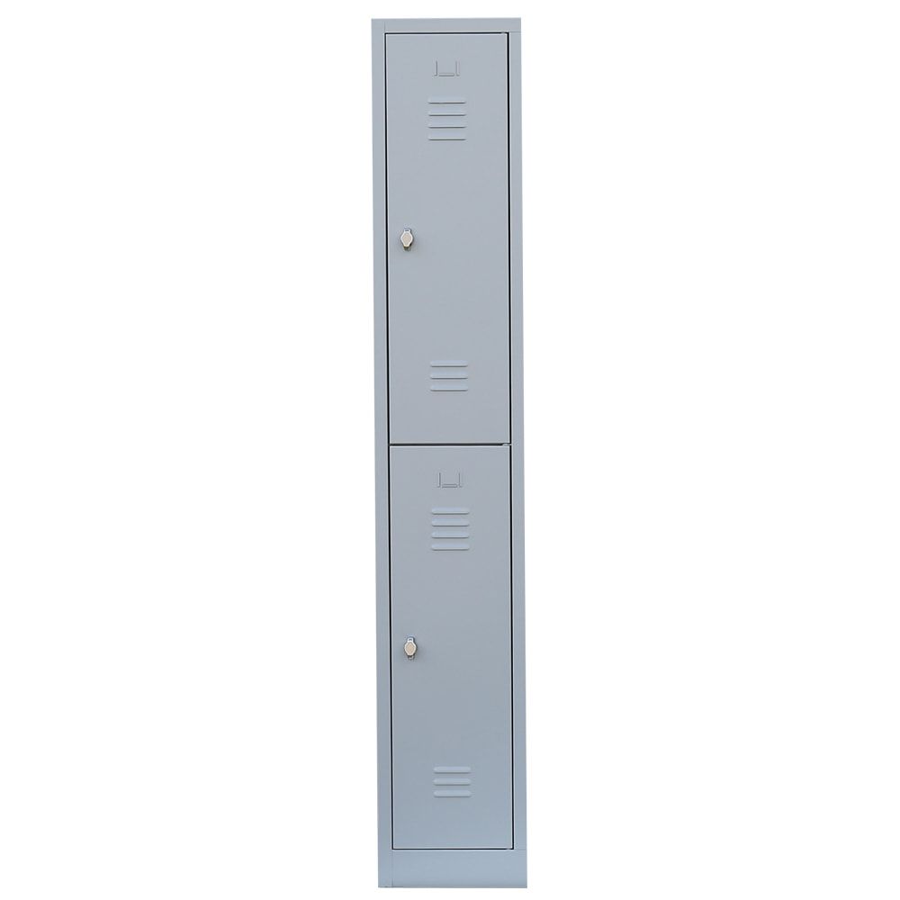 Garderobenschrank, Doppelstockspind, 1 Abteil, 2 Fächer, 1.800 x 315 x 500 mm (HxBxT), Stahl, Drehriegel, Korpus: lichtgrau, Front: anthrazitgrau
