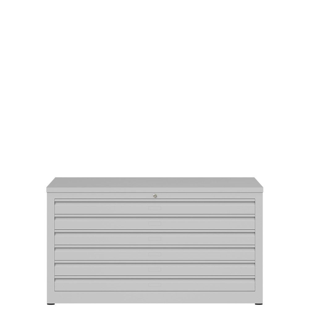 Zeichenschrank, Planschrank, Architektenschrank, Flachablageschrank, bis DIN A1, 6 Schubladen, 605 x 1.135 x 835 mm (HxBxT), Farbe: lichtgrau