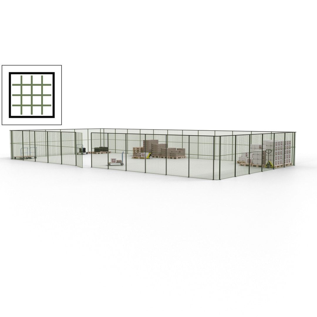 Maschinen Schutzgitter - Hallentrennwand - Sicherheitszaun - Tür - 54 m - 2.200 x 18.400 x 9.400 mm (HxBxT) - enzianblau