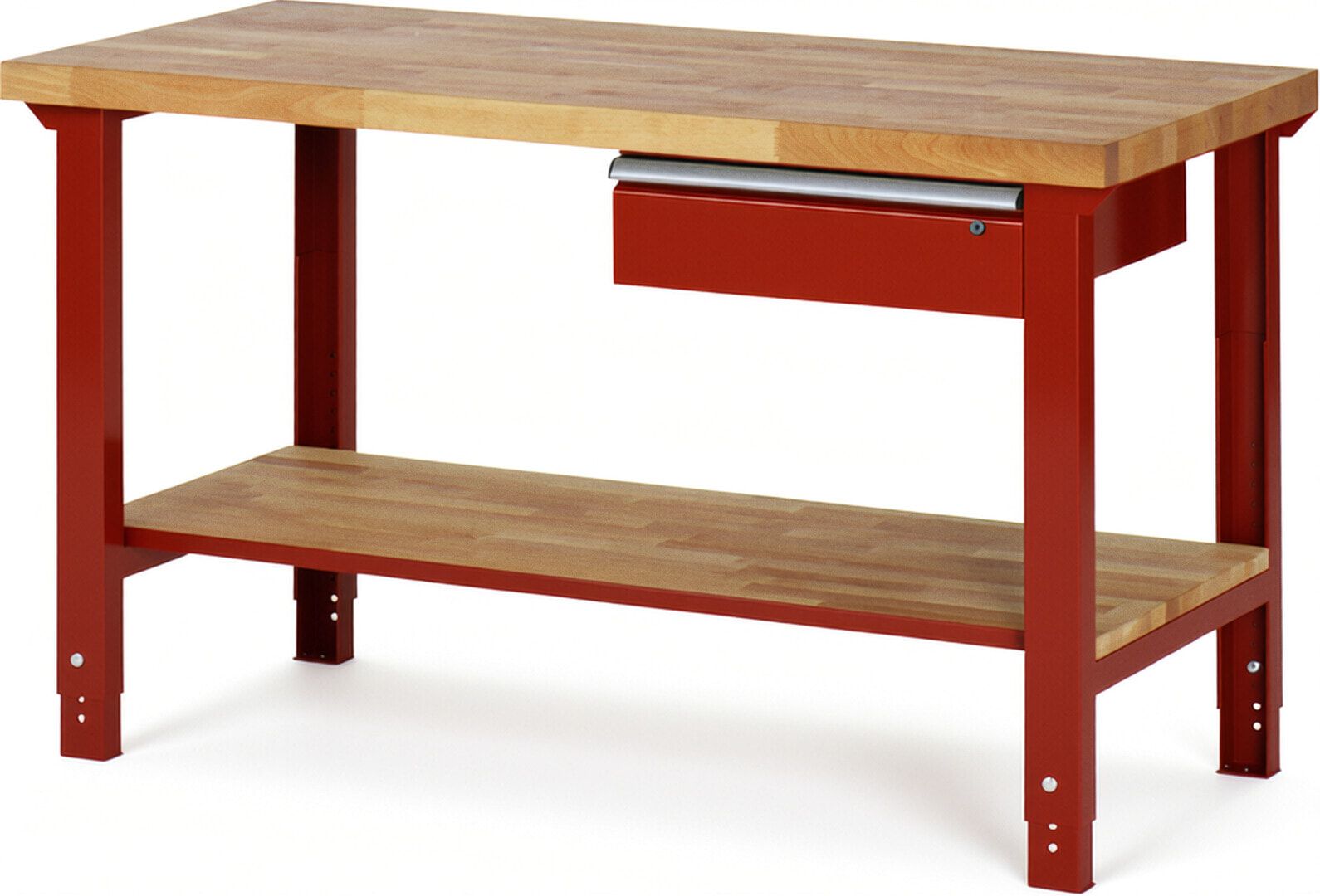 Werkbank mit Ablage - 1 Schublade - 150:1 - höhenverstellbar 790 - 1.140 mm - 1.500 x 700 mm (BxT) - 750 kg - Buche - Anthrazitgrau