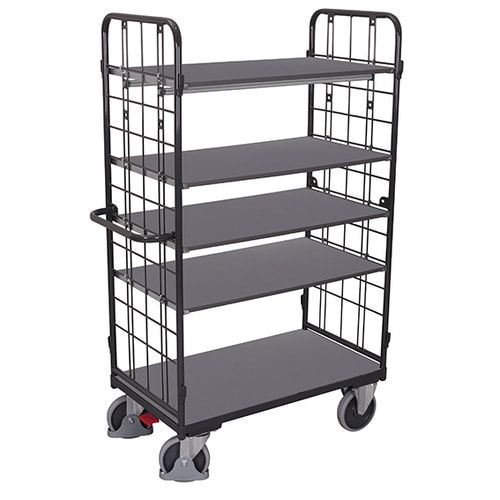 Etagenwagen - 2 Gitterwände - 5 Etagen - Ladefläche 500 x 850 mm (BxT) - Traglast 400 kg - anthrazitgrau