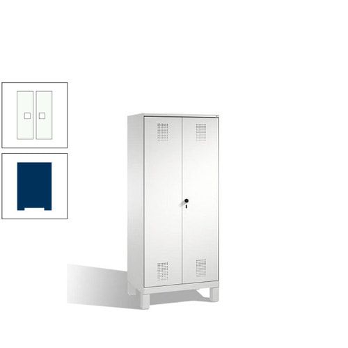 Doppel-Spind, Doppeltüren, Garderobenschrank mit Füßen, 2 Abteile a 400 mm, Korpus anthrazitgrau, Tür anthrazitgrau, 1.850 x 800 x 500 mm (HxBxT)