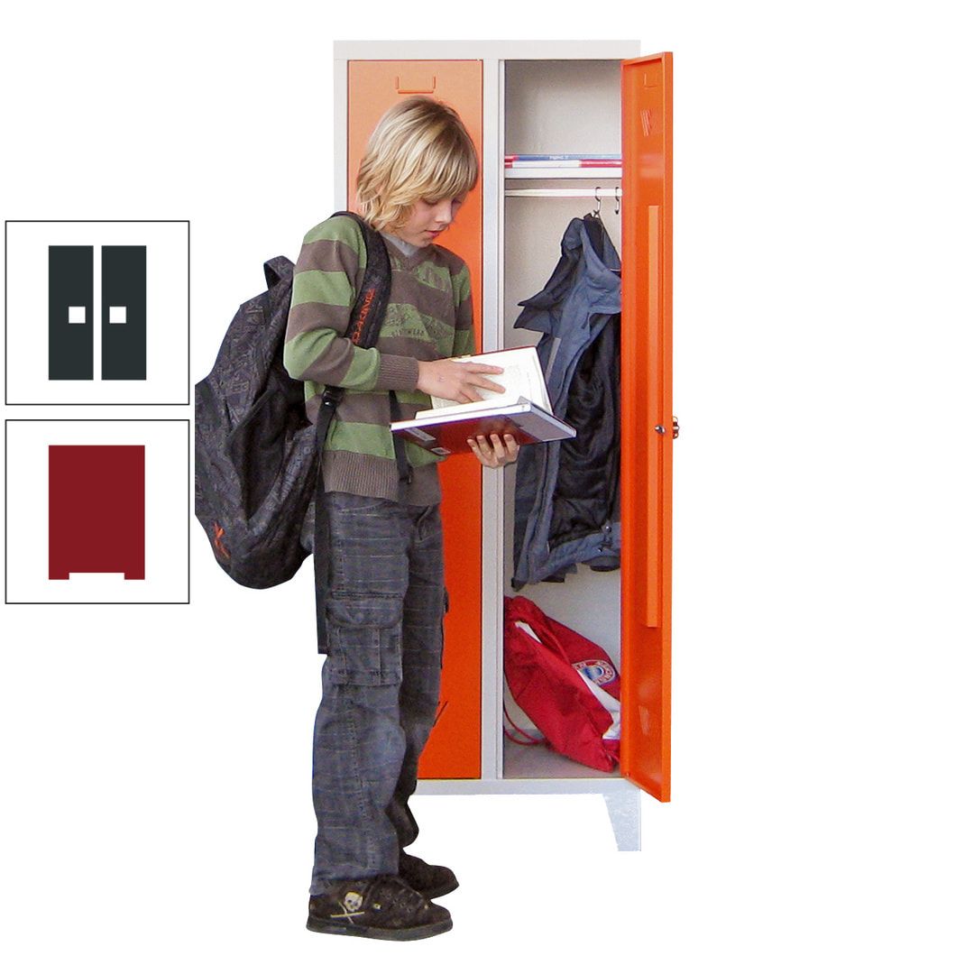 Spindschrank f. Schulen - mit Füßen - Höhe 1.600 mm - 3 Abteile a 300 mm - Drehriegel - anthrazitgrau