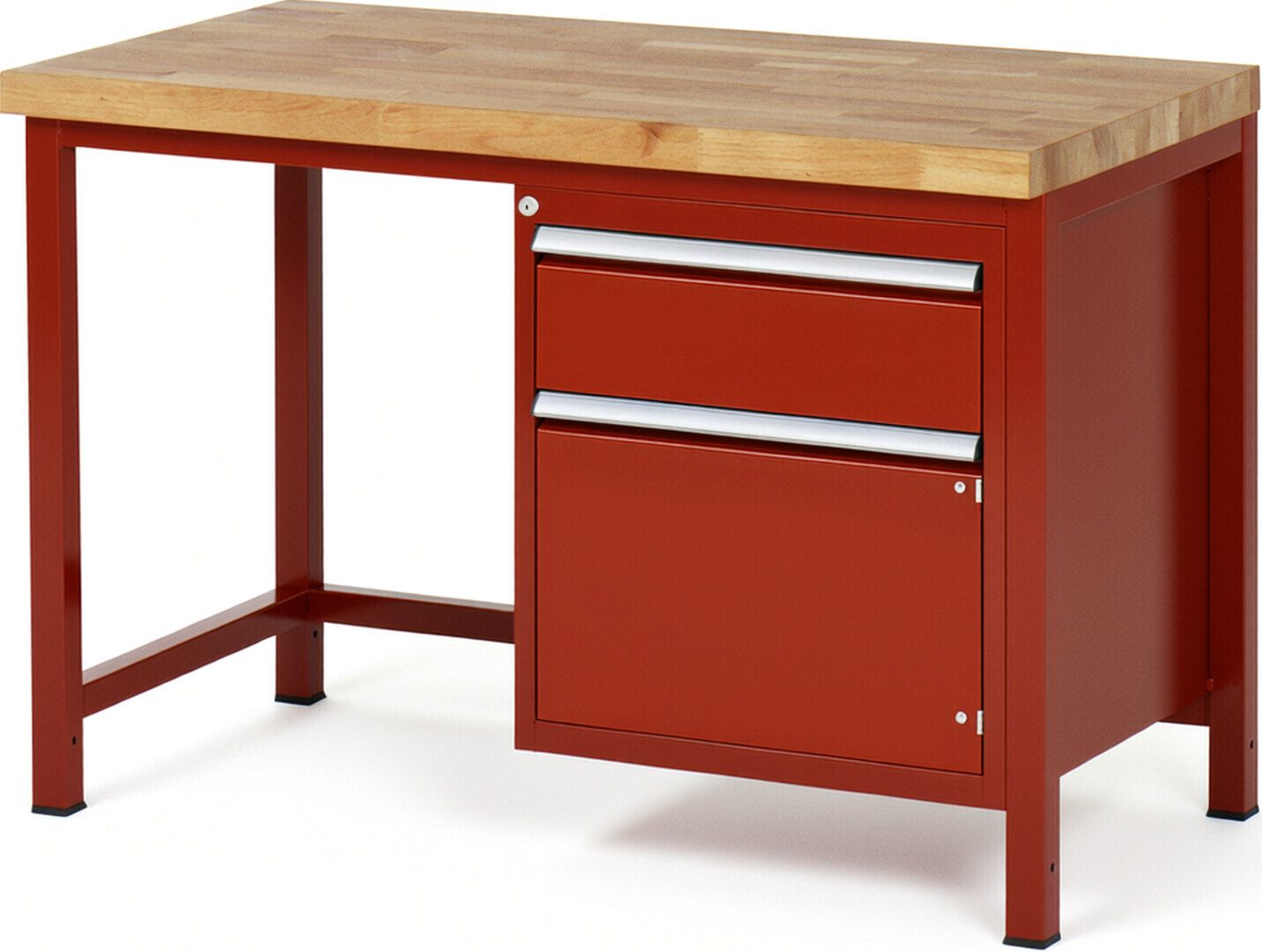 Werkbank, 1 Schrank - 1 Schublade - Teilauszug - 180:1 - Höhe 840-1.040 mm - 1.250 x 700 mm - 1.250 kg - Buche - Anthrazitgrau