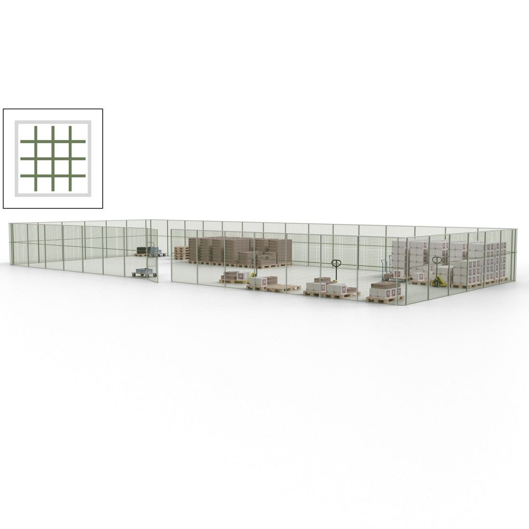 Maschinen Schutzgitter - Hallentrennwand - Sicherheitszaun - Tür - 63 m - 2.200 x 22.900 x 9.400 mm (HxBxT) - enzianblau