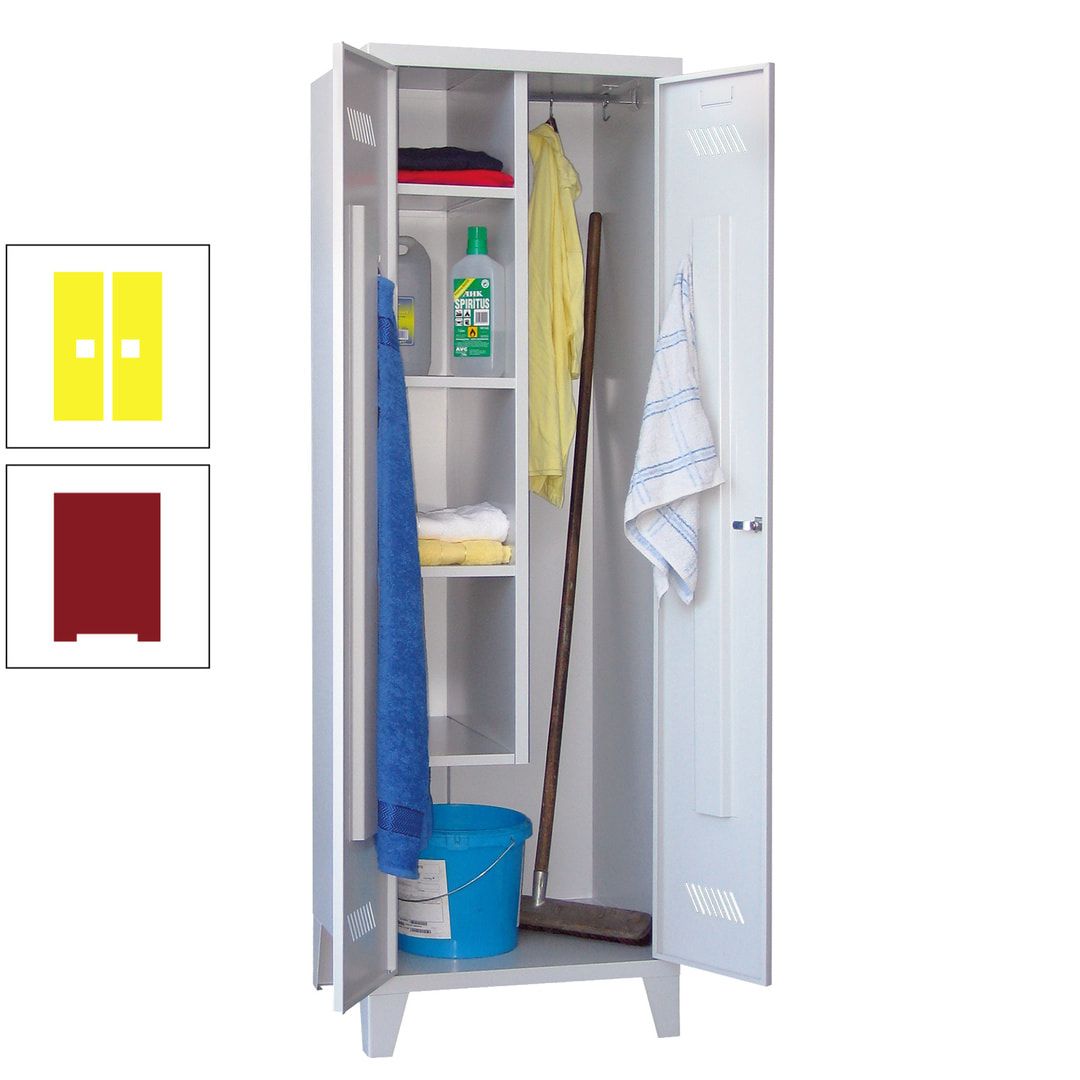 Putzschrank mit Füßen - 1 Abteil mit Trennwand - 1.850x600x500 mm (HxBxT) - Drehriegel - anthrazitgrau