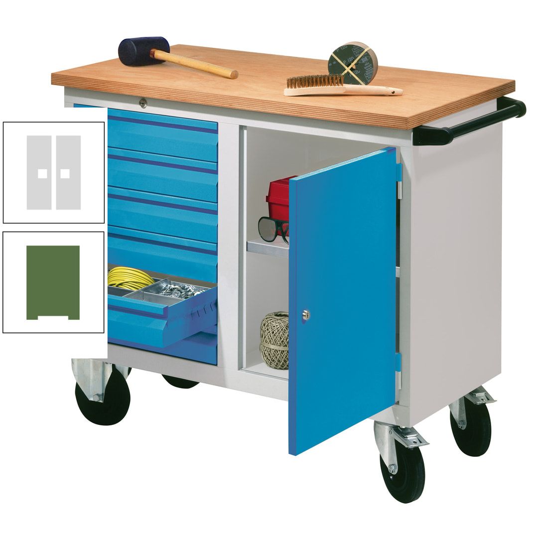 Mobile Werkbank - Werkstattwagen - 915 x 1.090 x 600 mm - 6 Schubladen und Schrankfach - anthrazitgrau