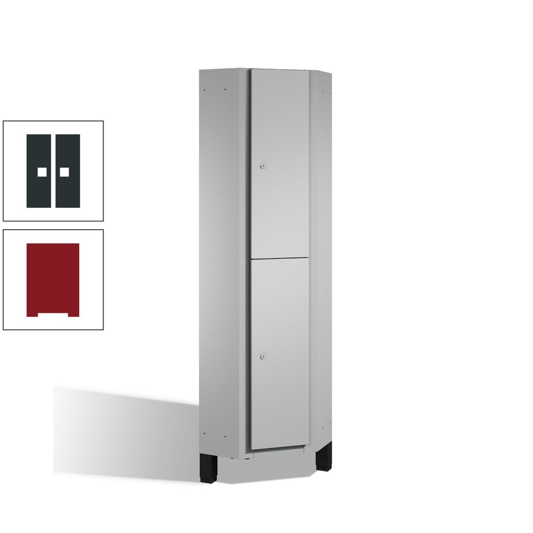 Eckschrank, Spind, auf Füßen, 2 Personen, 1.980 x 500 mm (HxT), Korpus anthrazitgrau, Tür anthrazitgrau