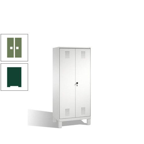 Doppel-Spind, Doppeltüren, Garderobenschrank mit Füßen, 2 Abteile a 400 mm, Korpus anthrazitgrau, Tür anthrazitgrau, 1.850 x 800 x 500 mm (HxBxT)