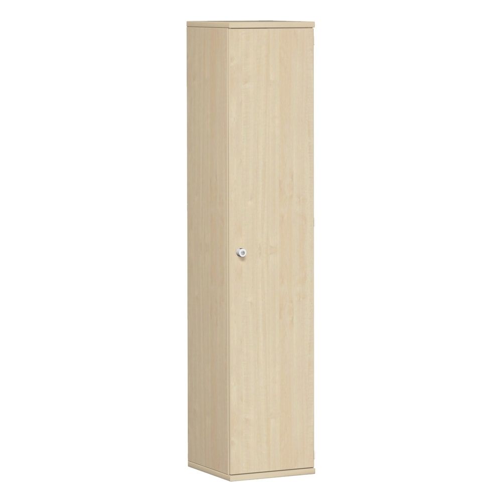 Flügeltürenschrank, Holz, Schloß links, 6 Ordnerhöhen, 5 Böden, 2.304 x 400 x 425 mm (HxBxT), Korpusfarbe Ahorn, Frontfarbe Ahorn