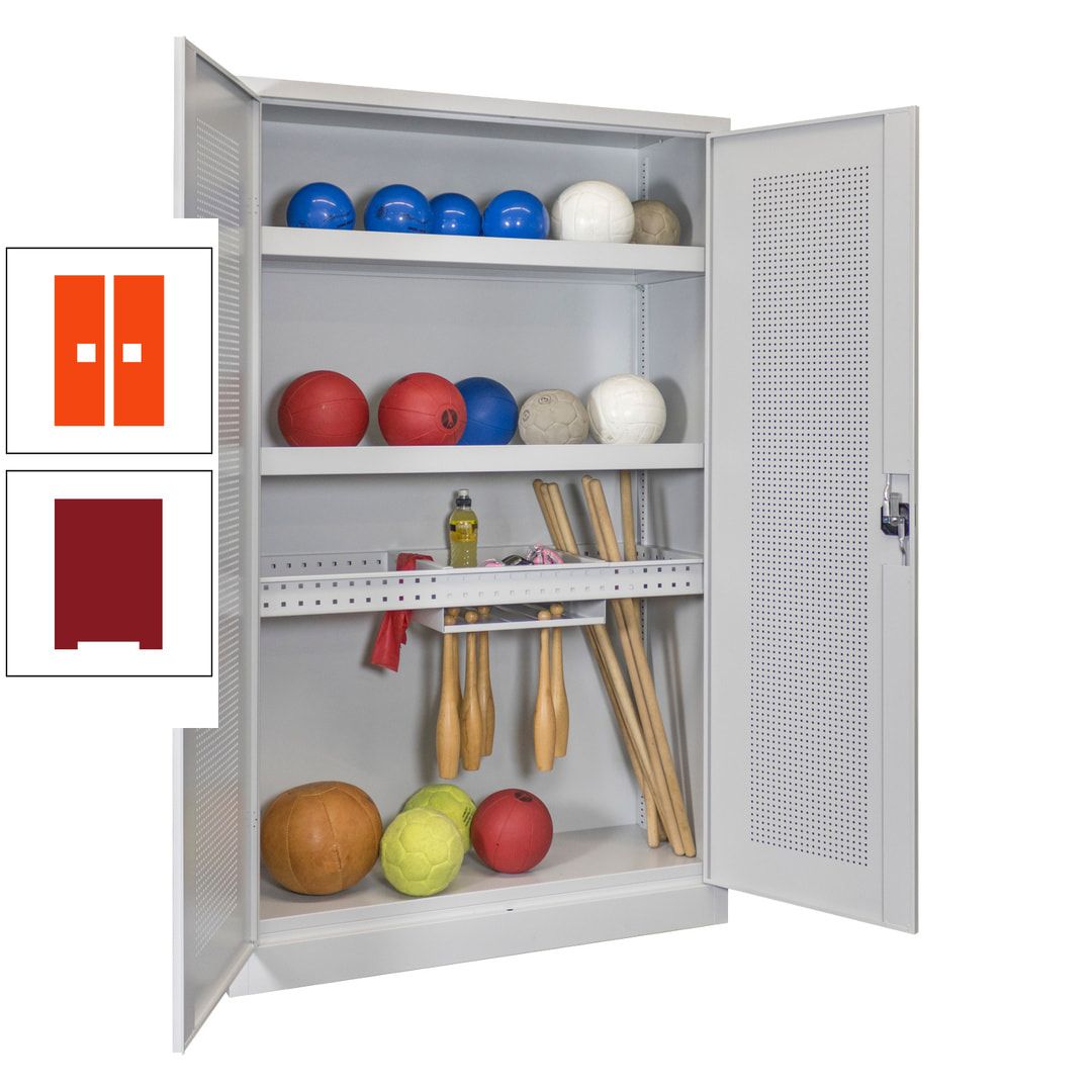Sportschrank - Lochfeldtüren - Variante 2 - 1.950x1.200x500 mm (HxBxT) - anthrazitgrau
