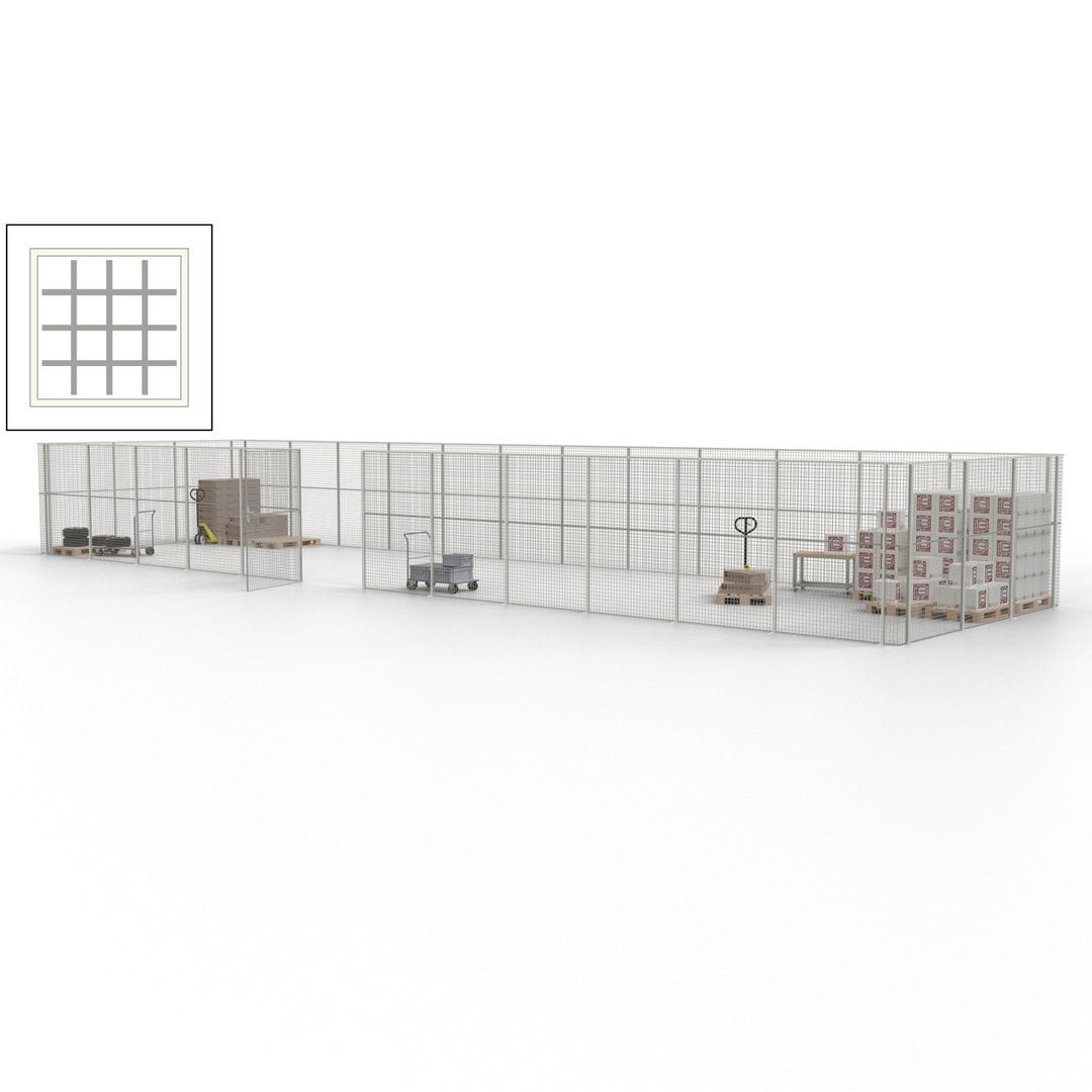 Maschinen Schutzgitter - Hallentrennwand - Sicherheitszaun - Tür - 45 m - 2.200 x 18.400 x 4.900 mm (HxBxT) - enzianblau
