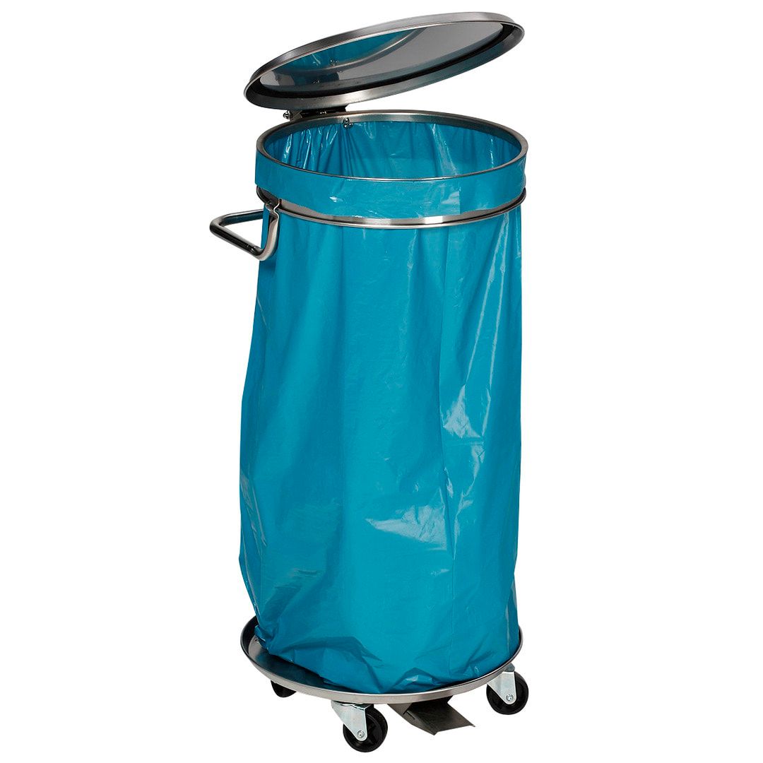 Mobile Müllsackhalterung - Für 120 l Abfallsäcke - 900 x 410 x 600 mm (HxBxT) - Edelstahl