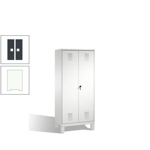 Doppel-Spind, Doppeltüren, Garderobenschrank mit Füßen, 2 Abteile a 400 mm, Korpus anthrazitgrau, Tür anthrazitgrau, 1.850 x 800 x 500 mm (HxBxT)