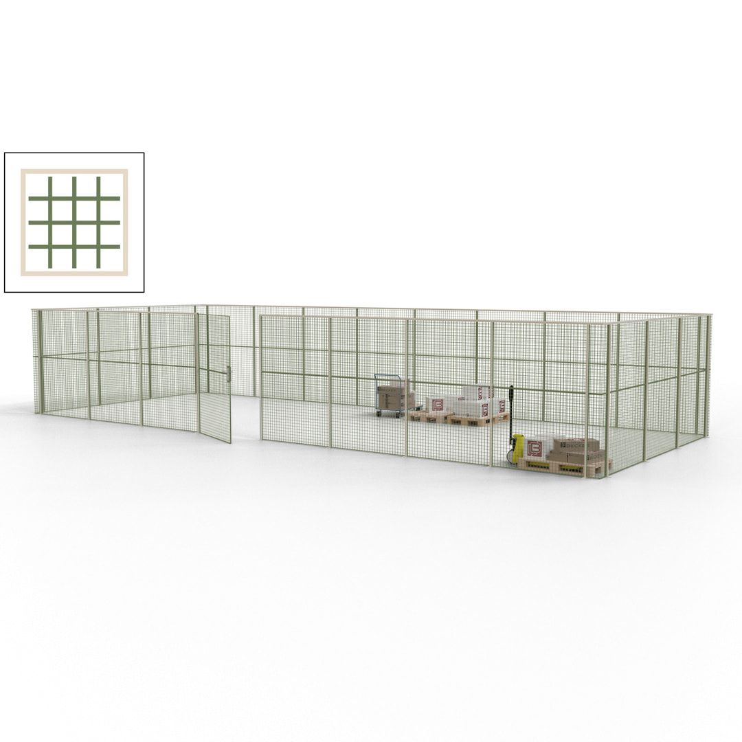 Maschinen Schutzgitter - Hallentrennwand - Sicherheitszaun - Tür - 33 m - 2.200 x 12.400 x 4.900 mm (HxBxT) - enzianblau