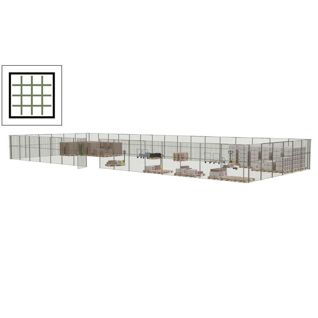 Maschinen Schutzgitter - Hallentrennwand - Sicherheitszaun - Tür - 66 m - 2.200 x 24.400 x 9.400 mm (HxBxT) - enzianblau
