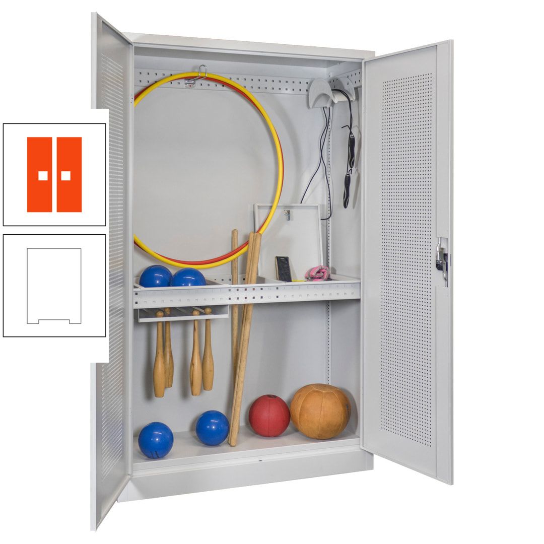 Sportschrank - Lochfeldtüren - Variante 1 - 1.950x1.200x500 mm (HxBxT) - anthrazitgrau
