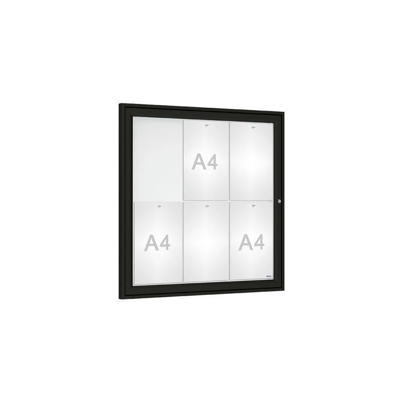 Schaukasten - Einflügeltür - 6xA4 - Querformat - 750 x 750 x 30 mm (HxBxT) - enzianblau - Infokasten - Präsentationsvitrine