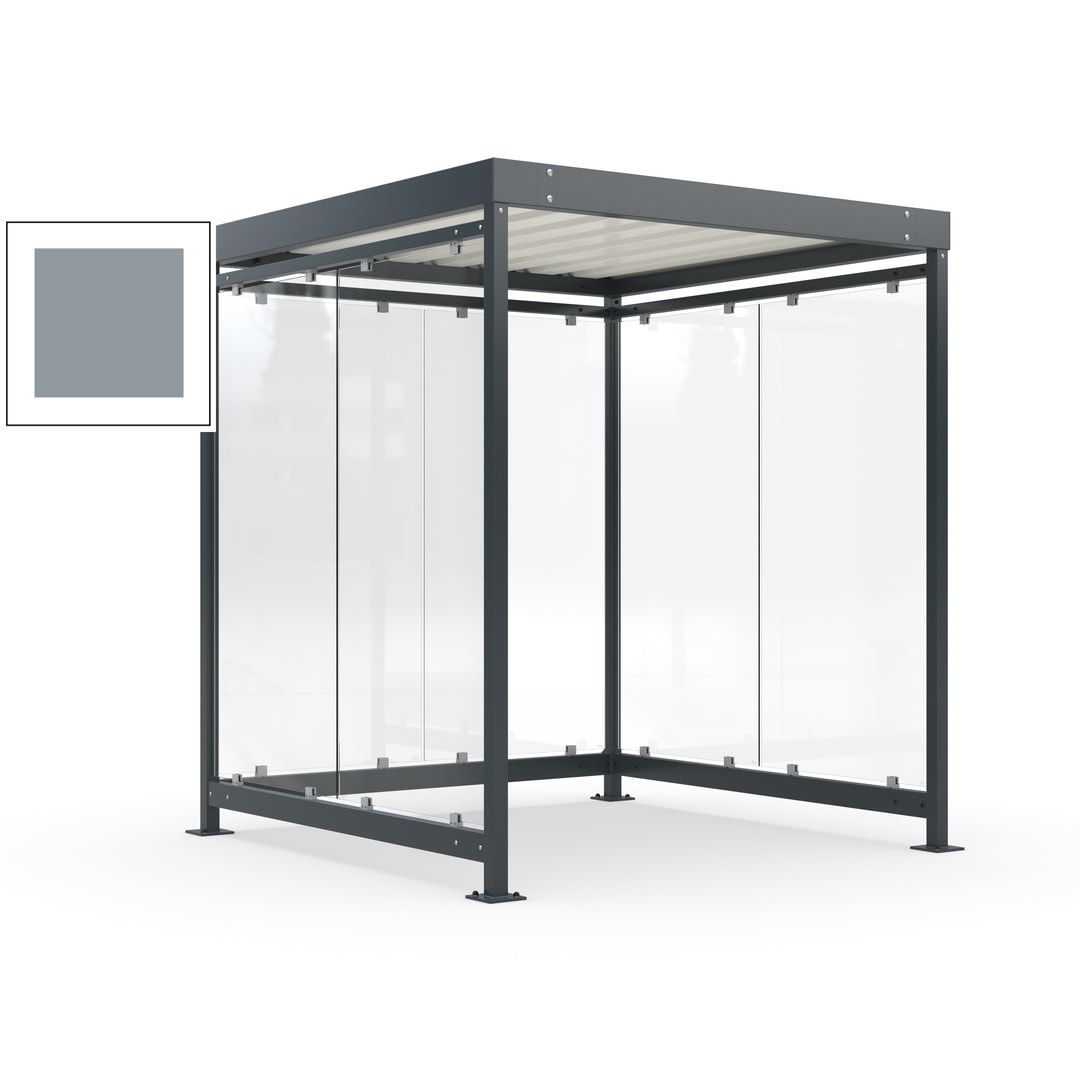 Raucherunterstand, Bushaltestelle, Bausatz, 6-7 Personen, 6 Wände, 2.510 x 2.165 x 2.165 mm (HxBxT), Achatgrau